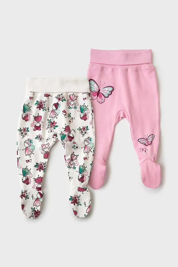 Ползунки детские трикотажные для девочек, 2 шт в комплекте PLAYTODAY, разноцветный - фото 1