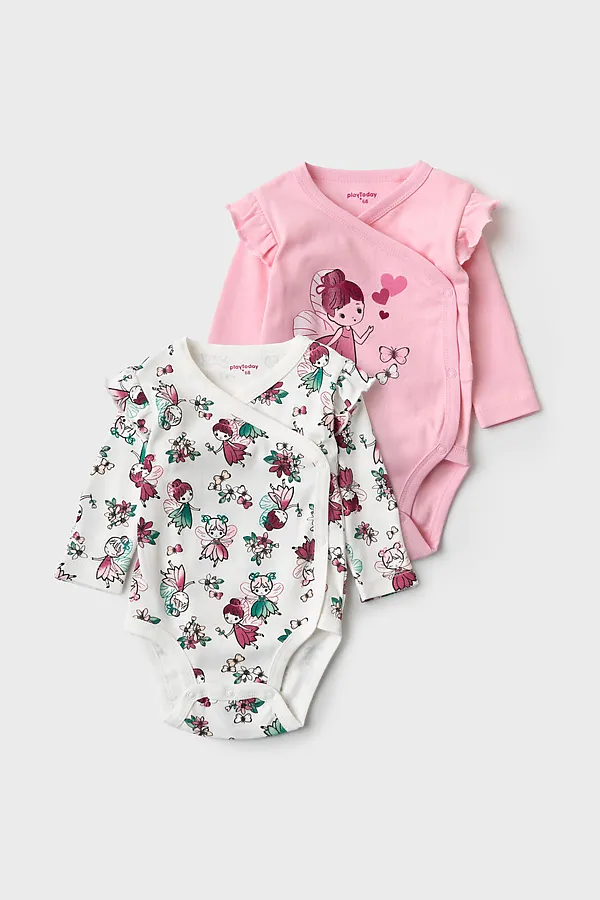 Боди детское трикотажное для девочек, 2 шт в комплекте PLAYTODAY, разноцветный - фото 1