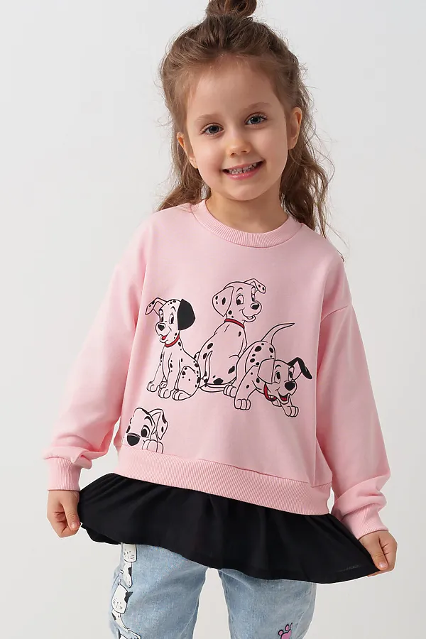 Толстовка трикотажная для девочек PLAYTODAY, черный,светло-розовый - фото 1