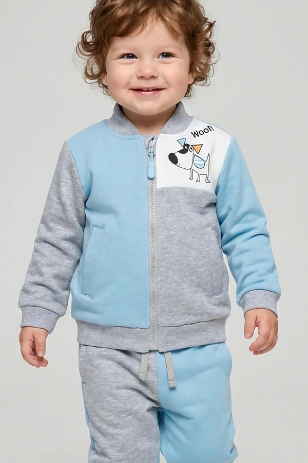 Толстовка детская трикотажная для мальчиков PLAYTODAY, серый,белый,голубой - фото 1