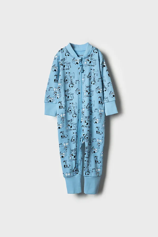 Комбинезон детский трикотажный для мальчиков PLAYTODAY, белый,голубой,черный - фото 1