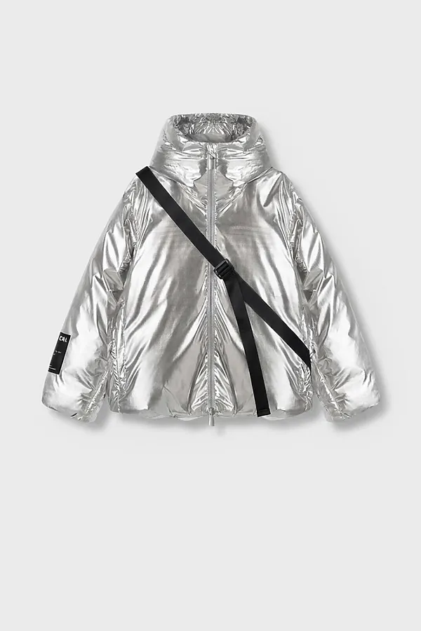 Комплект для девочек: куртка текстильная с полиуретановым покрытием, сумка PLAYTODAY, серебряный - фото 1