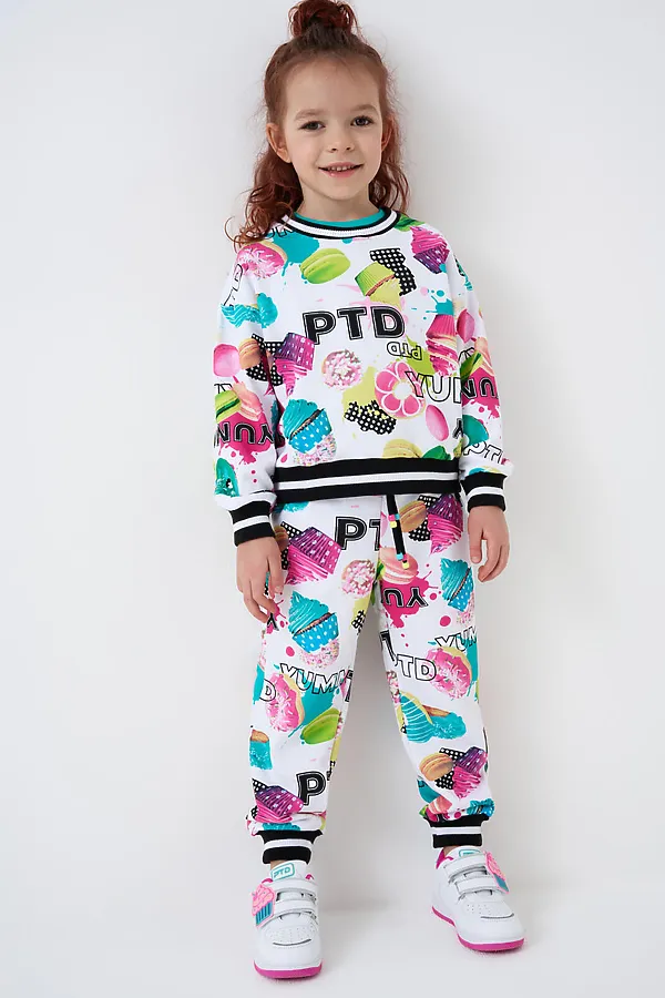 Комплект трикотажный для девочек: толстовка, брюки PLAYTODAY, разноцветный - фото 1