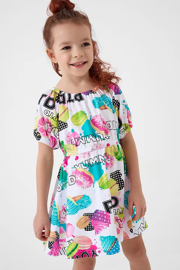 Платье трикотажное для девочек PLAYTODAY, разноцветный - фото 1