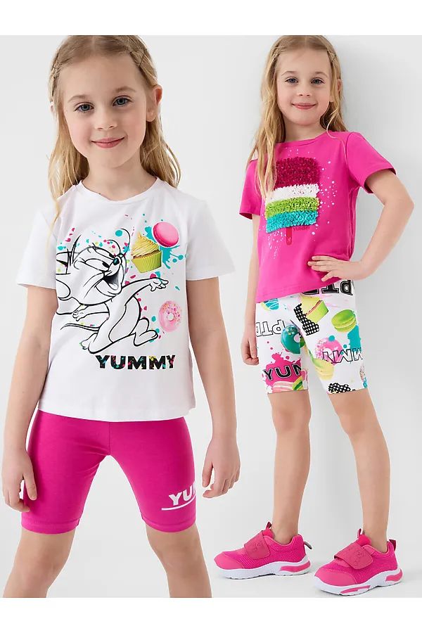 Брюки трикотажные для девочек (легинсы укороченные), 2 пары в комплекте PLAYTODAY, разноцветный - фото 1