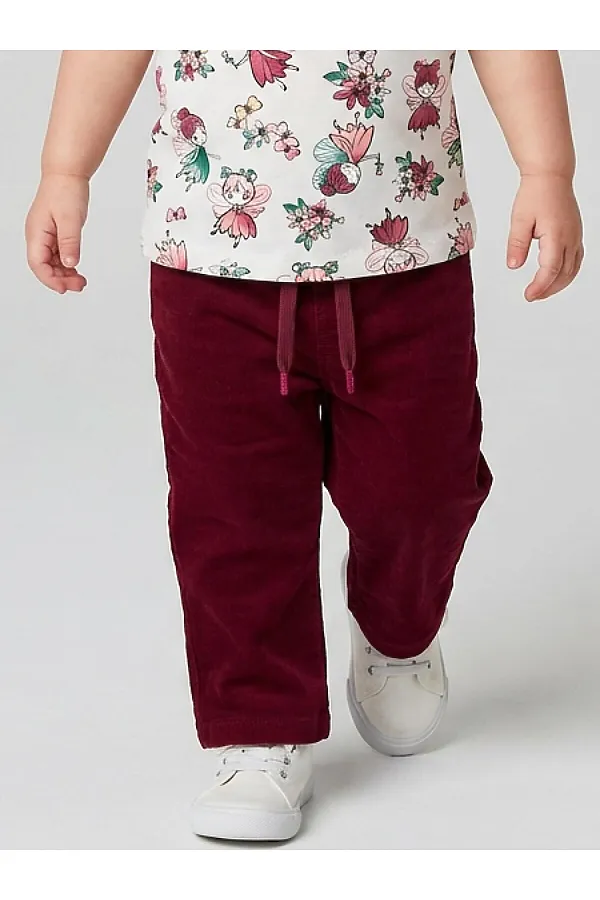 Брюки детские текстильные для девочек PLAYTODAY, малиновый - фото 1