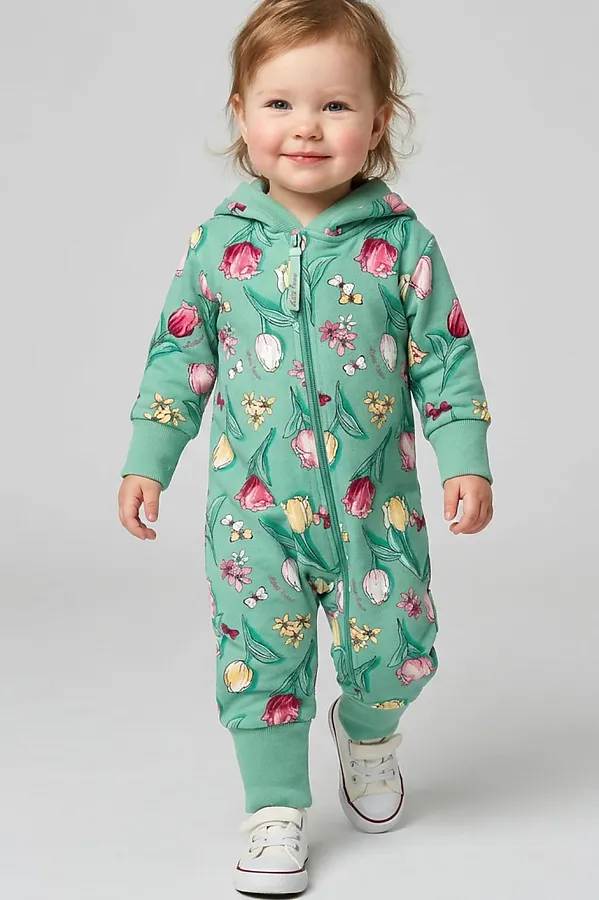 Комбинезон детский трикотажный для девочек PLAYTODAY, разноцветный - фото 1