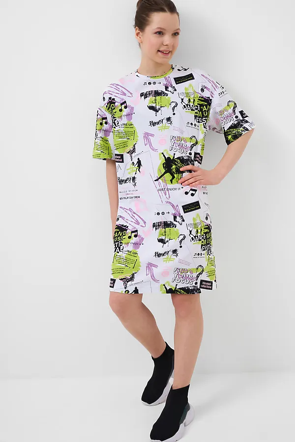 Платье трикотажное для девочек PLAYTODAY, разноцветный - фото 1