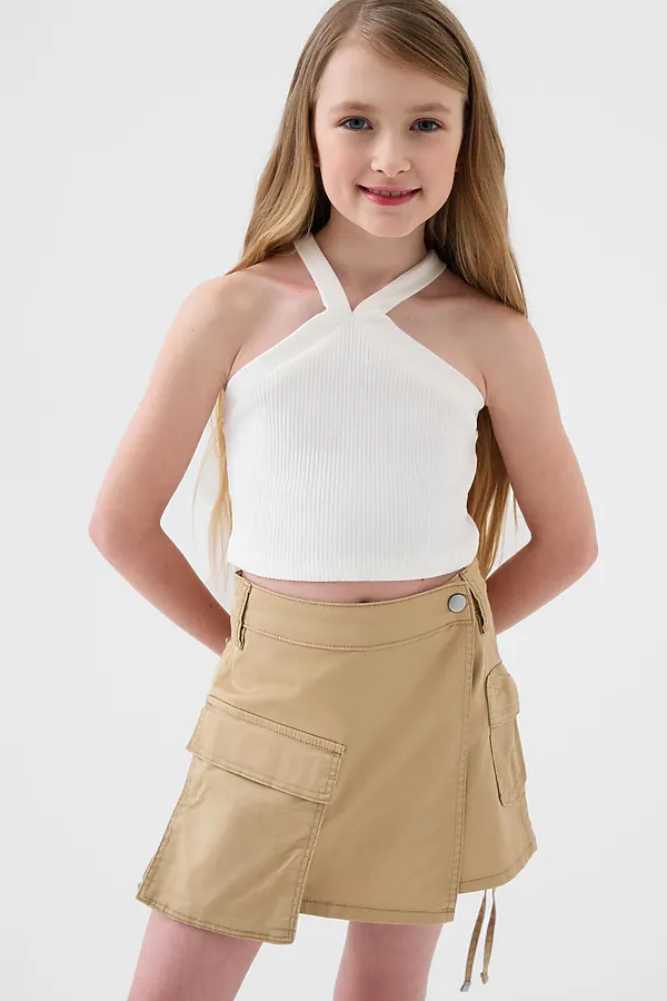 Юбка-шорты текстильные для девочек PLAYTODAY, бежевый - фото 1