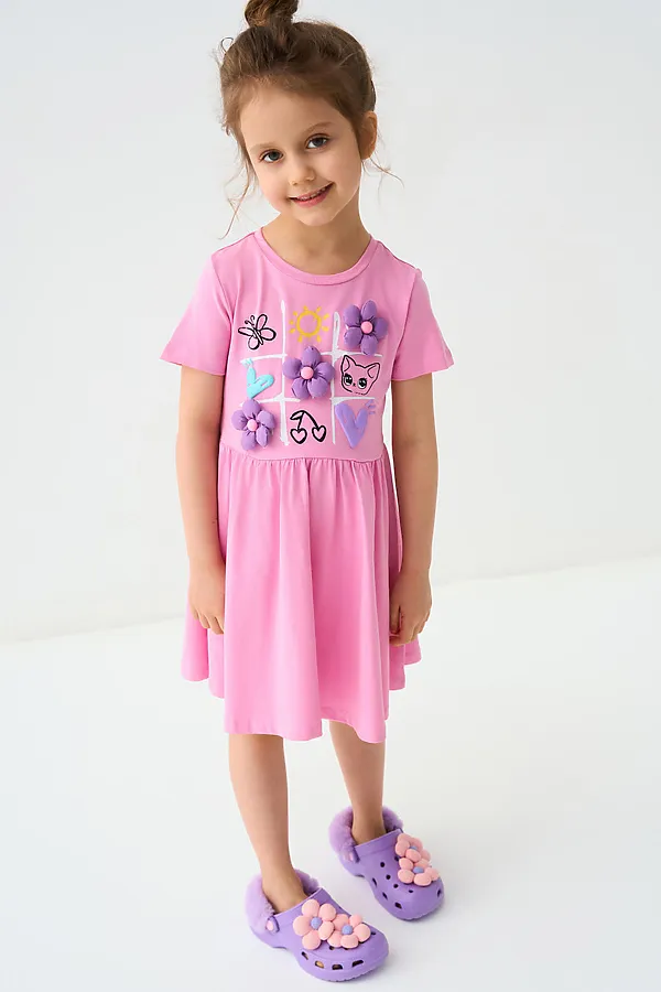 Платье трикотажное для девочек PLAYTODAY, розовый - фото 1