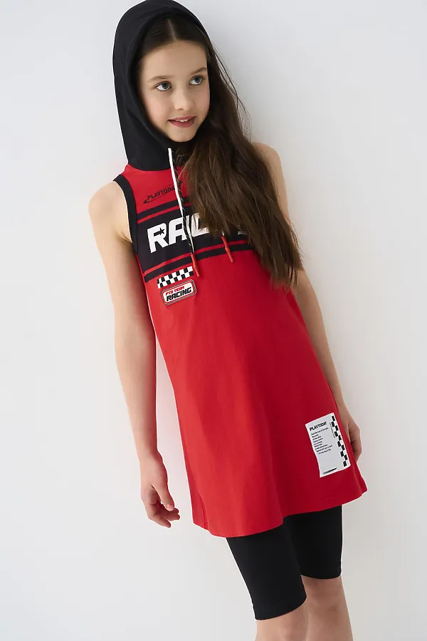 Платье трикотажное для девочек PLAYTODAY, черный,красный - фото 1