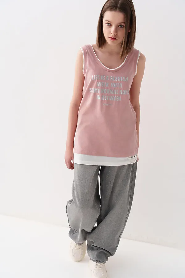 Майка трикотажная для девочек PLAYTODAY, светло-розовый - фото 1