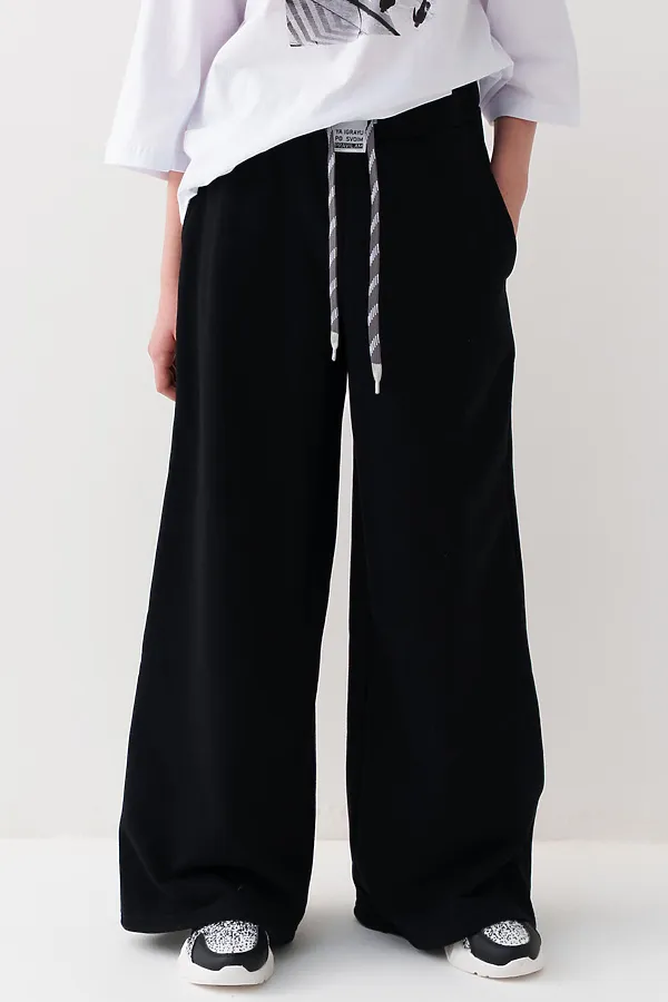 Брюки трикотажные для девочек PLAYTODAY, черный - фото 1