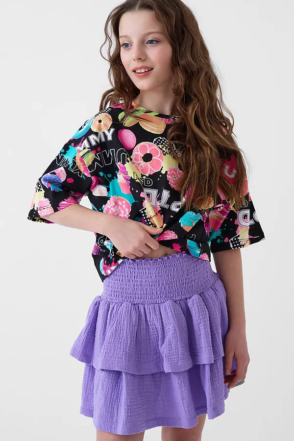 Юбка текстильная для девочек PLAYTODAY, сиреневый - фото 1