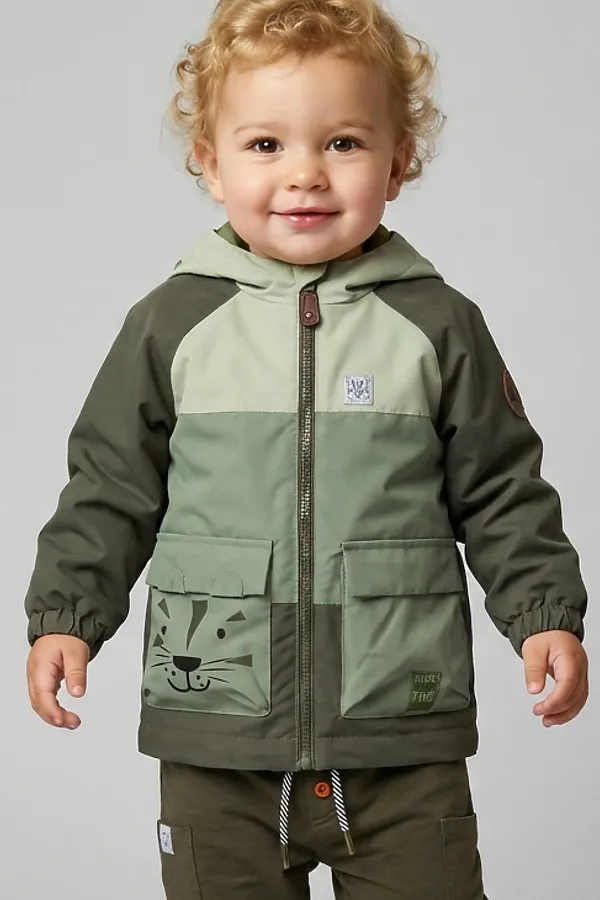 Куртка детская текстильная с полиуретановым покрытием для мальчиков (ветровка) PLAYTODAY, светло-зеленый,зеленый,темно-зеленый - фото 1
