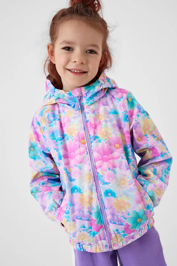 Куртка текстильная с полиуретановым покрытием для девочек (ветровка) PLAYTODAY, разноцветный - фото 1