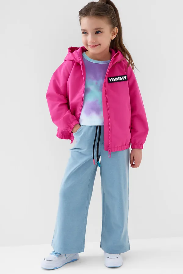 Куртка текстильная с полиуретановым покрытием для девочек (ветровка) PLAYTODAY, розовый - фото 1