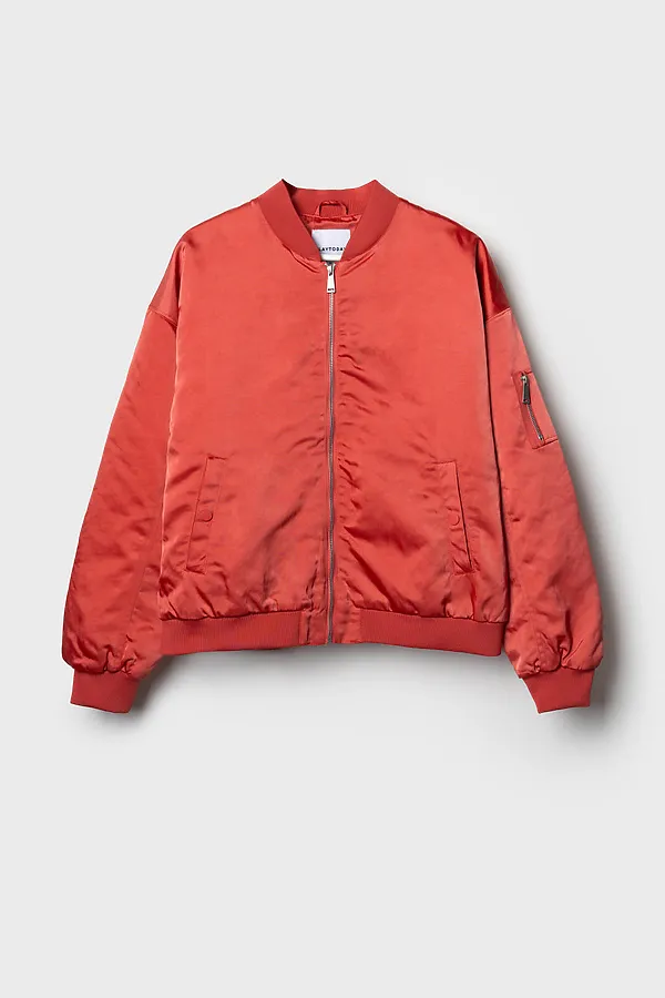 Куртка текстильная для женщин (бомбер) PLAYTODAY, красный - фото 1