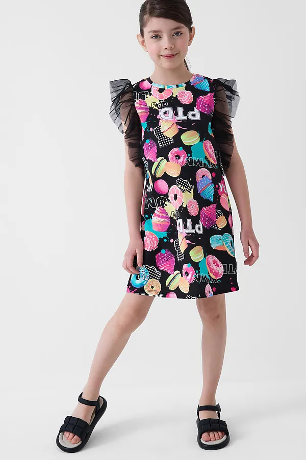 Платье трикотажное для девочек PLAYTODAY, разноцветный - фото 1