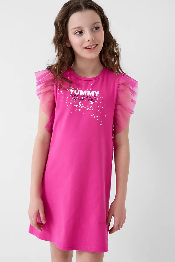 Платье трикотажное для девочек PLAYTODAY, розовый - фото 1