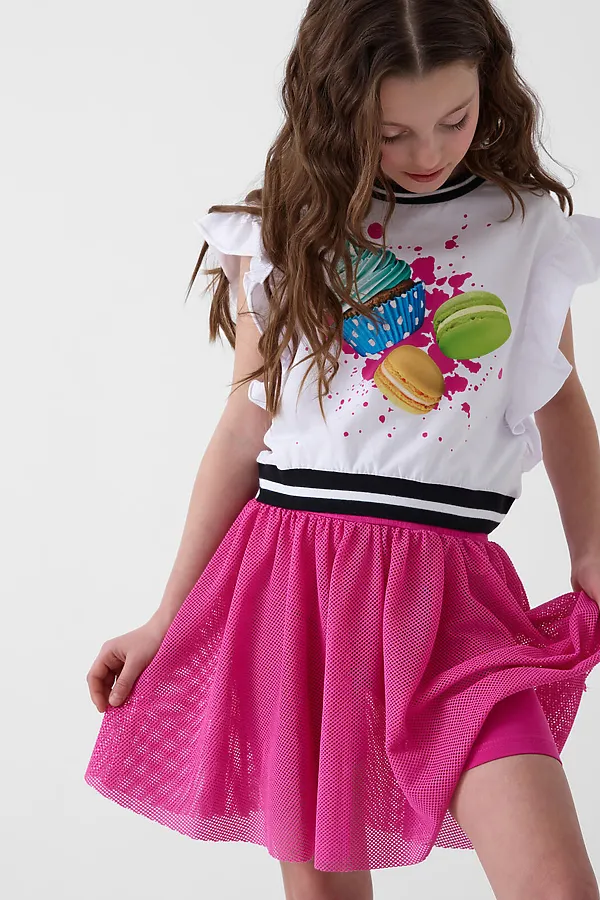 Юбка-легинсы трикотажные для девочек PLAYTODAY, розовый - фото 1