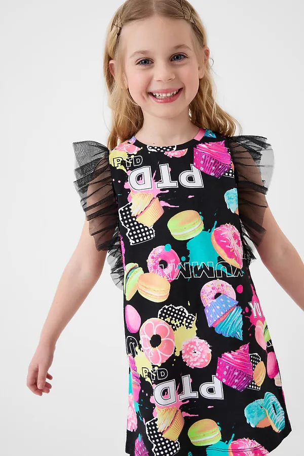 Платье трикотажное для девочек PLAYTODAY, разноцветный - фото 1