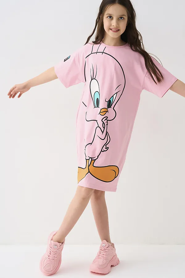 Платье трикотажное для девочек PLAYTODAY, розовый - фото 1