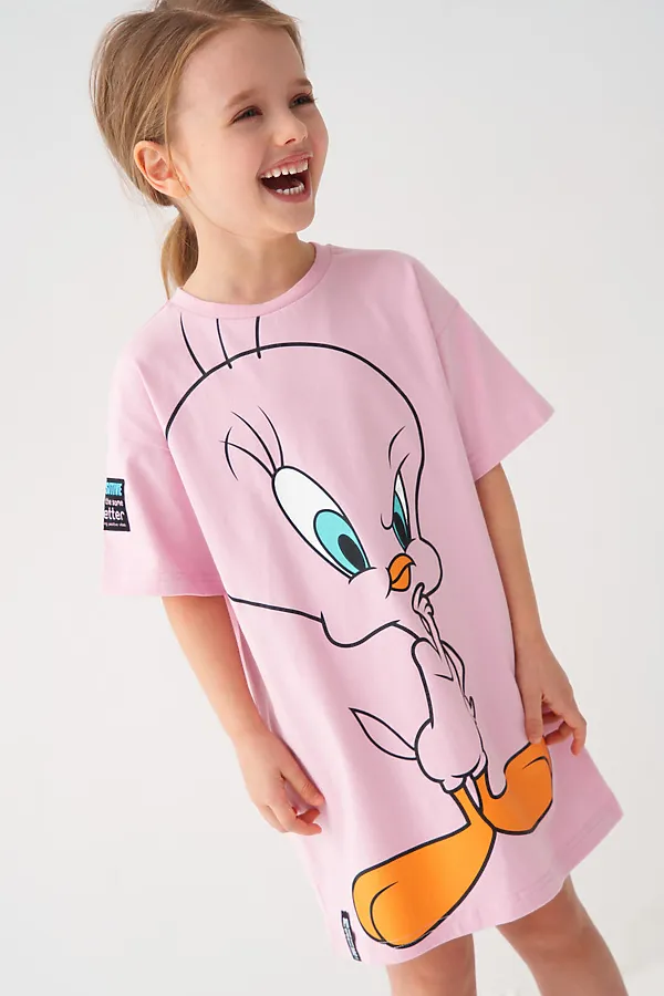 Платье трикотажное для девочек PLAYTODAY, розовый - фото 1