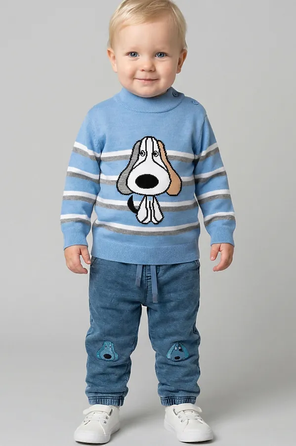 Брюки детские трикотажные для мальчиков PLAYTODAY, синий - фото 1