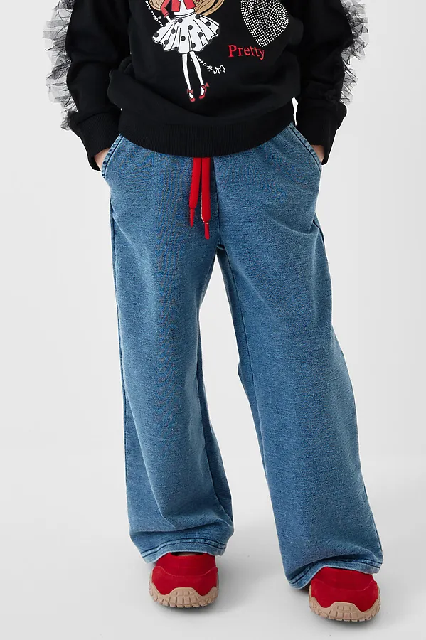 Брюки трикотажные для девочек PLAYTODAY, синий - фото 1