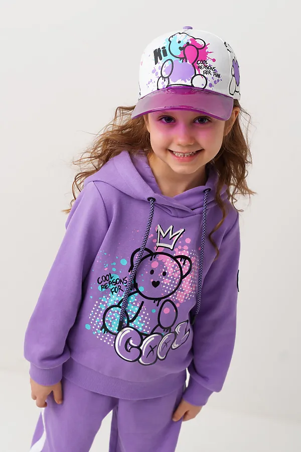 Толстовка трикотажная для девочек PLAYTODAY, сиреневый - фото 1