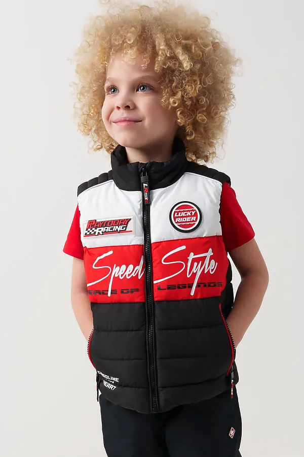 Жилет текстильный с полиуретановым покрытием для мальчиков PLAYTODAY, белый,черный,красный - фото 1