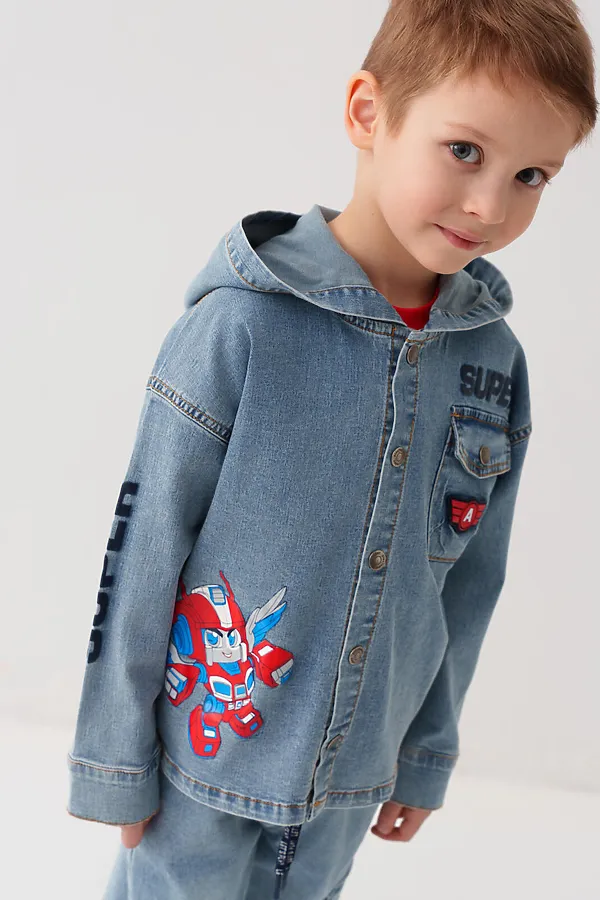 Куртка текстильная джинсовая для мальчиков PLAYTODAY, синий - фото 1