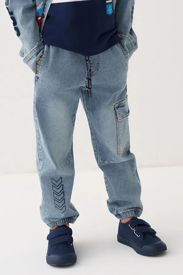 Брюки текстильные джинсовые для мальчиков PLAYTODAY, синий - фото 1