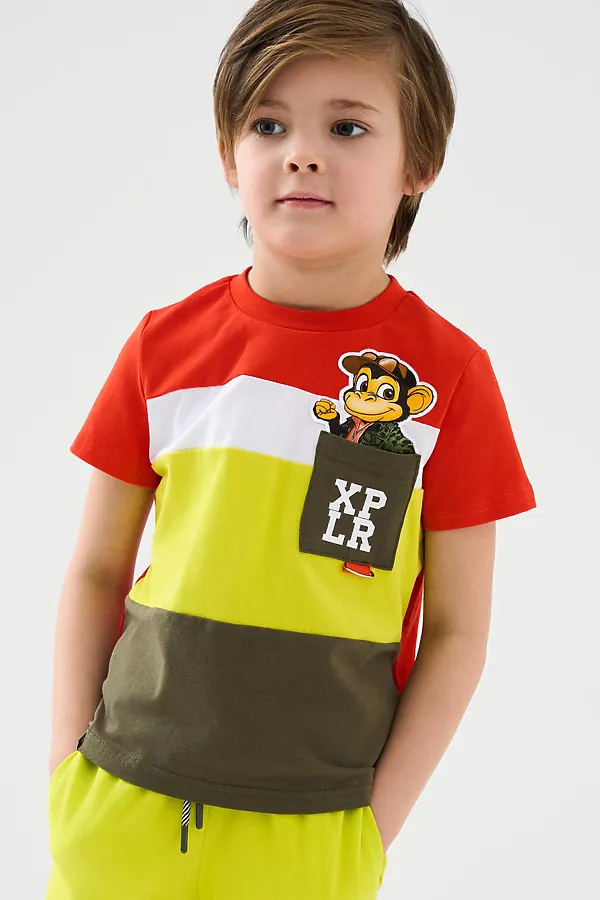 Фуфайка трикотажная для мальчиков (футболка) PLAYTODAY, разноцветный - фото 1