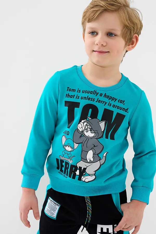 Толстовка трикотажная для мальчиков PLAYTODAY, голубой - фото 1