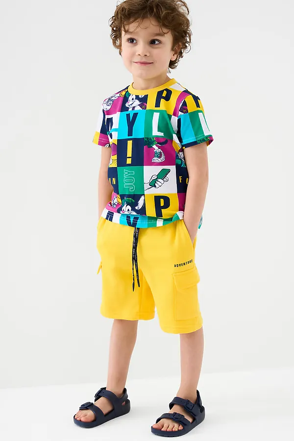 Шорты трикотажные для мальчиков PLAYTODAY, жёлтый - фото 1