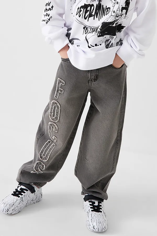 Брюки текстильные джинсовые для мальчиков PLAYTODAY, черный - фото 1