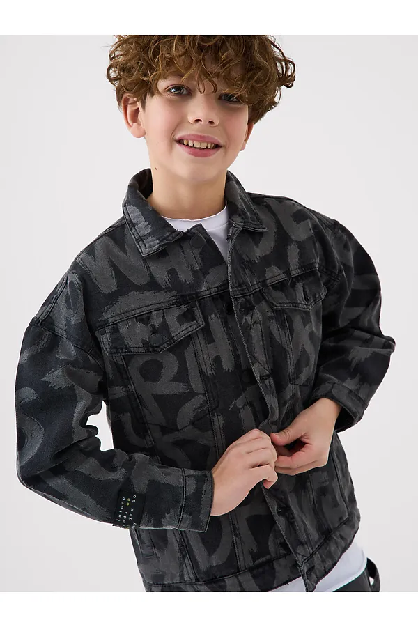 Куртка текстильная джинсовая для мальчиков PLAYTODAY, черный - фото 1