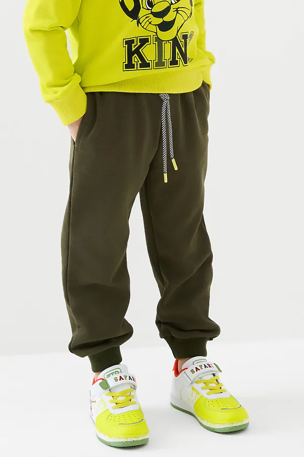 Брюки трикотажные для мальчиков PLAYTODAY, темно-зеленый - фото 1