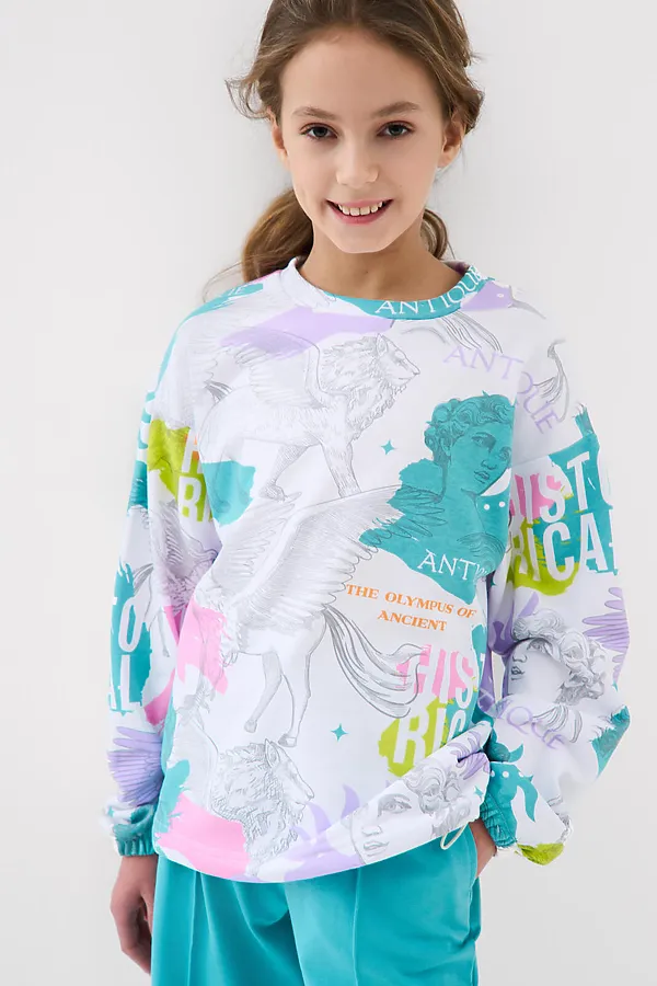 Толстовка трикотажная для девочек PLAYTODAY, разноцветный - фото 1