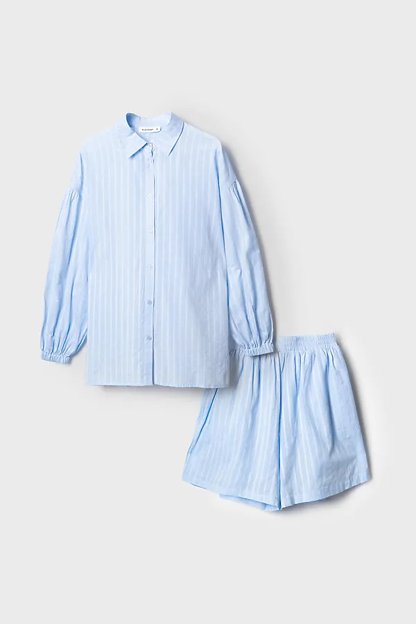 Комплект текстильный для женщин: рубашка, шорты PLAYTODAY, голубой - фото 1
