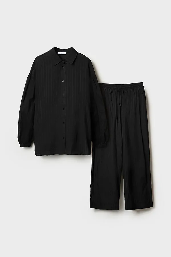 Комплект текстильный для женщин: брюки, рубашка PLAYTODAY, черный - фото 1