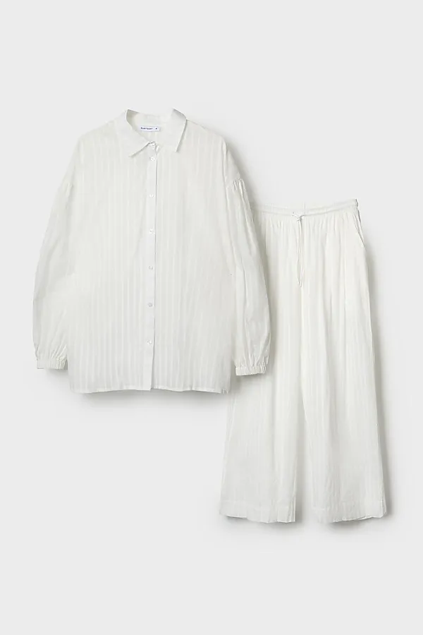 Комплект текстильный для женщин: брюки, рубашка PLAYTODAY, белый - фото 1