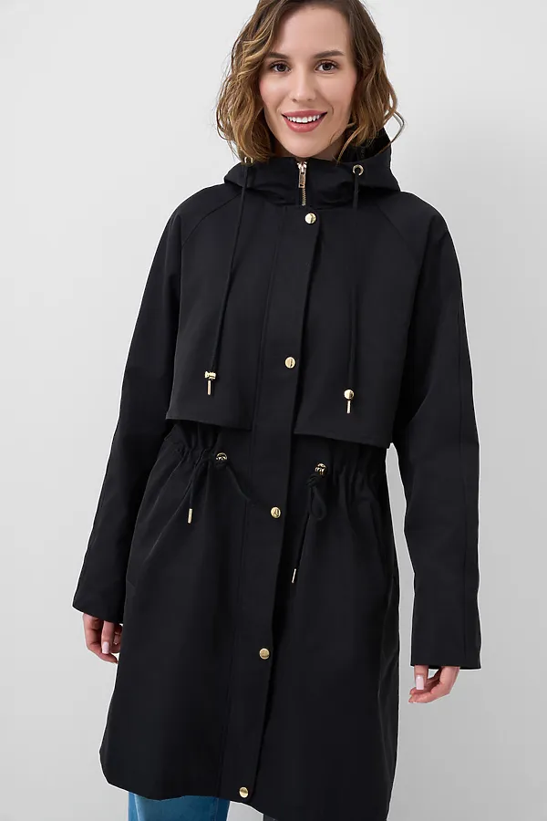 Плащ текстильный с полиуретановым покрытием для женщин PLAYTODAY, черный - фото 1