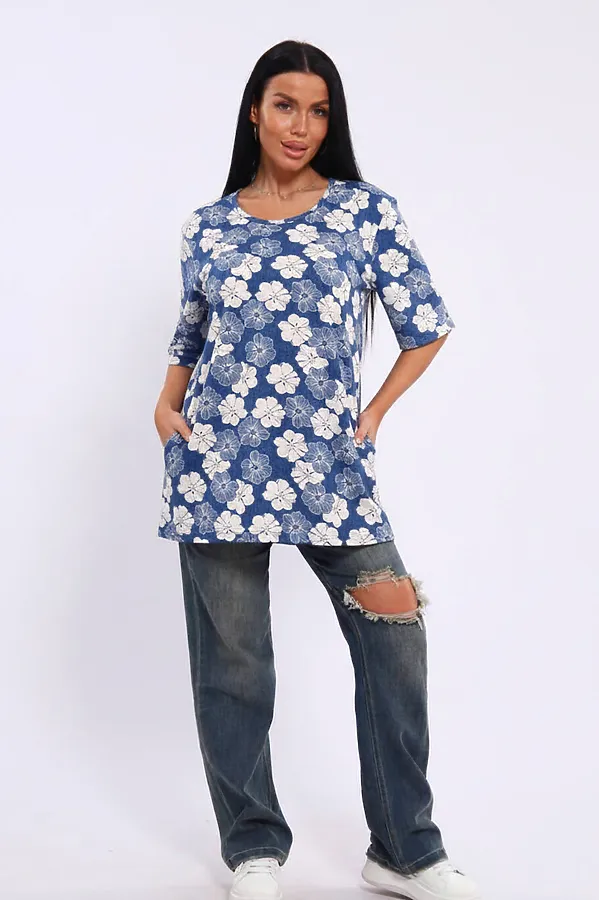 Туника Арт. 699 НАТАЛИ, белый цветок - фото 1
