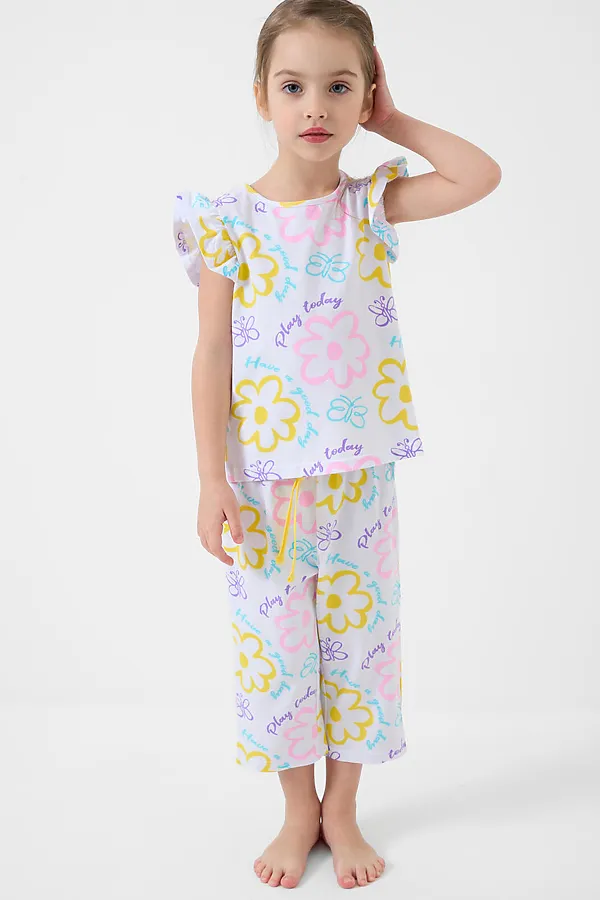 Пижама трикотажная для девочек PLAYTODAY, разноцветный - фото 1