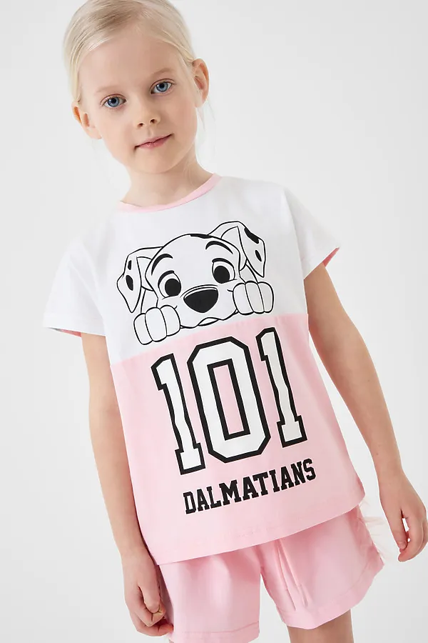 Фуфайка трикотажная для девочек (футболка) PLAYTODAY, белый,светло-розовый - фото 1