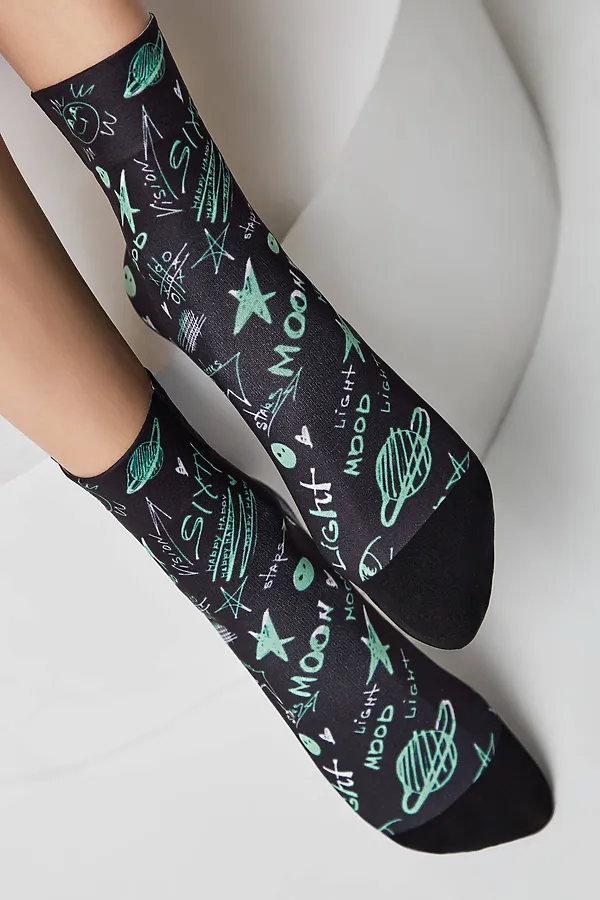 CONTE FANTASY Плотные носки с черным мыском и рисунком «Moon» CONTE ELEGANT, микс - фото 1