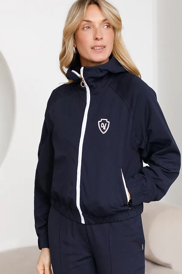 Худи на молнии из петельчатого футера двухнитки с эластаном без начеса VILATTE, т.синий - фото 1